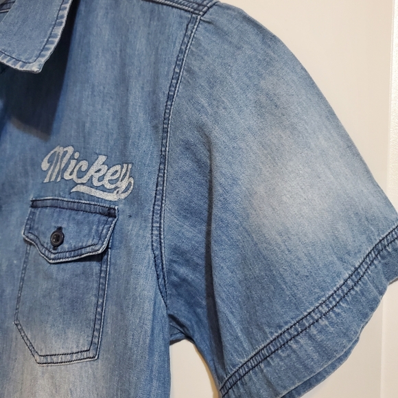 DISNEY MICKEY MOUSE Y2K BLUE DENIM SHORT SLEEVE WOMEN'S POLO SHIRT MEDIUM - Picture 5 of 10